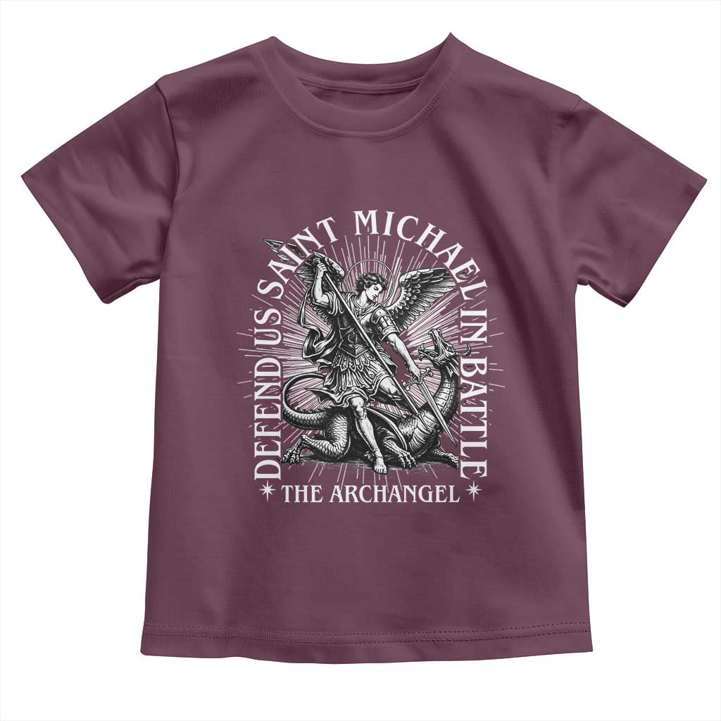 Saint Michael Defend Us In Battle Toddler T Shirt Catholic Protection Gift