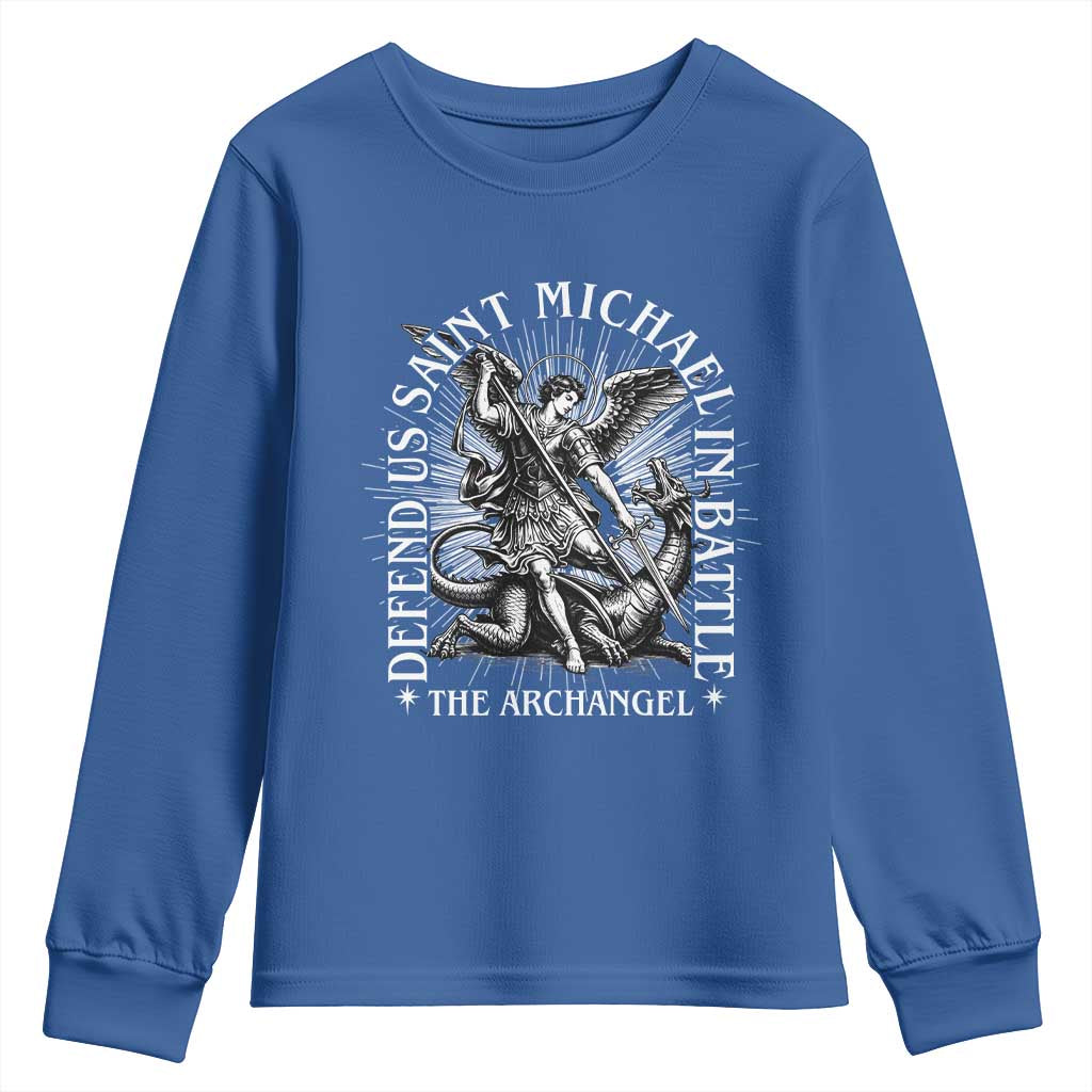 Saint Michael Defend Us In Battle Youth Sweatshirt Catholic Protection Gift
