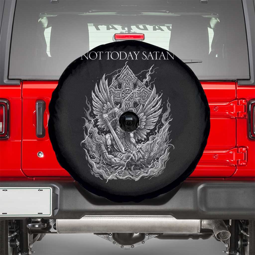 Not Today Satan Spare Tire Cover Saint Michael Fights Evil