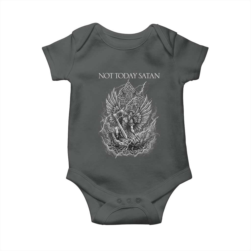 Not Today Satan Baby Onesie Saint Michael Fights Evil