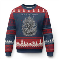 Not Today Satan Ugly Christmas Sweater Saint Michael Fights Evil