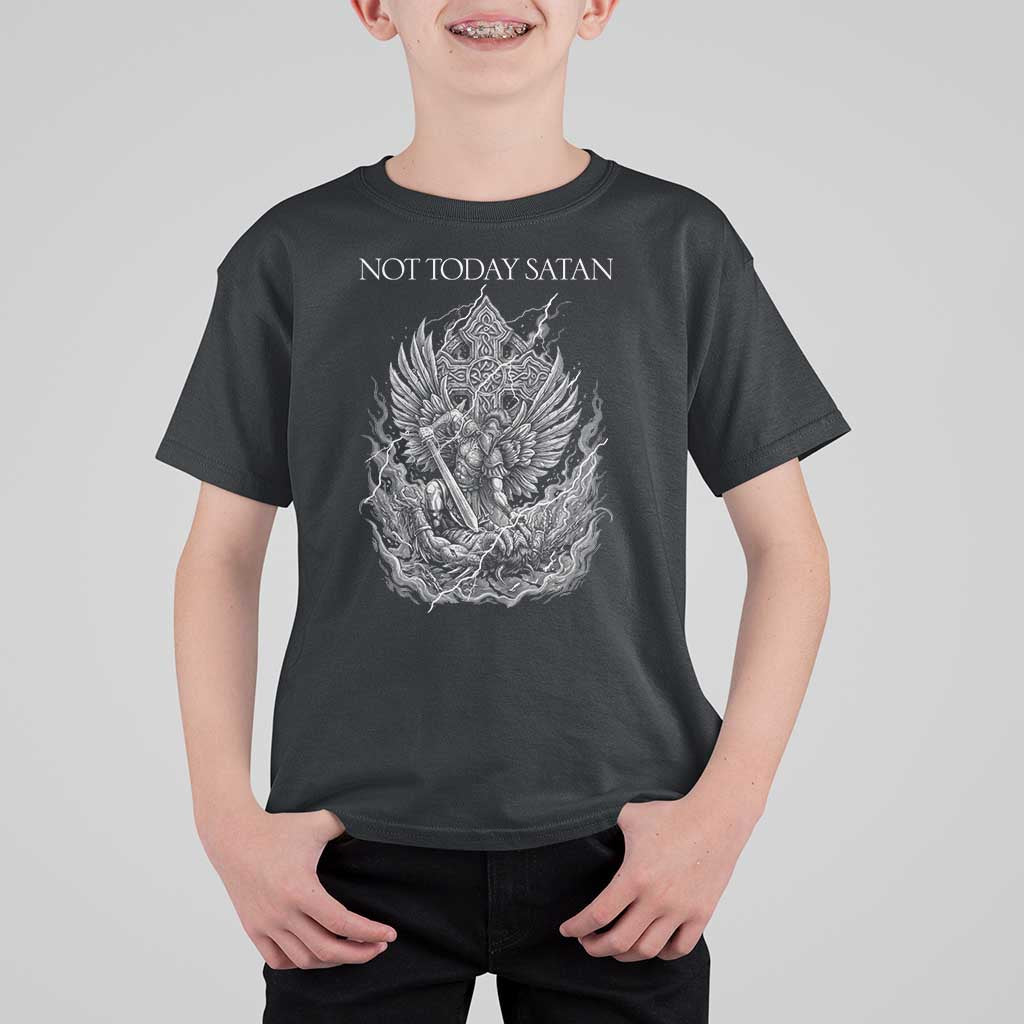 Not Today Satan T Shirt For Kid Saint Michael Fights Evil