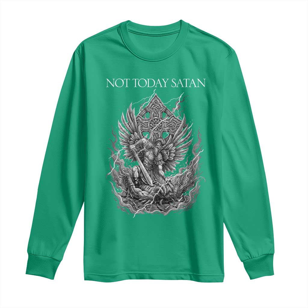 Not Today Satan Long Sleeve Shirt Saint Michael Fights Evil