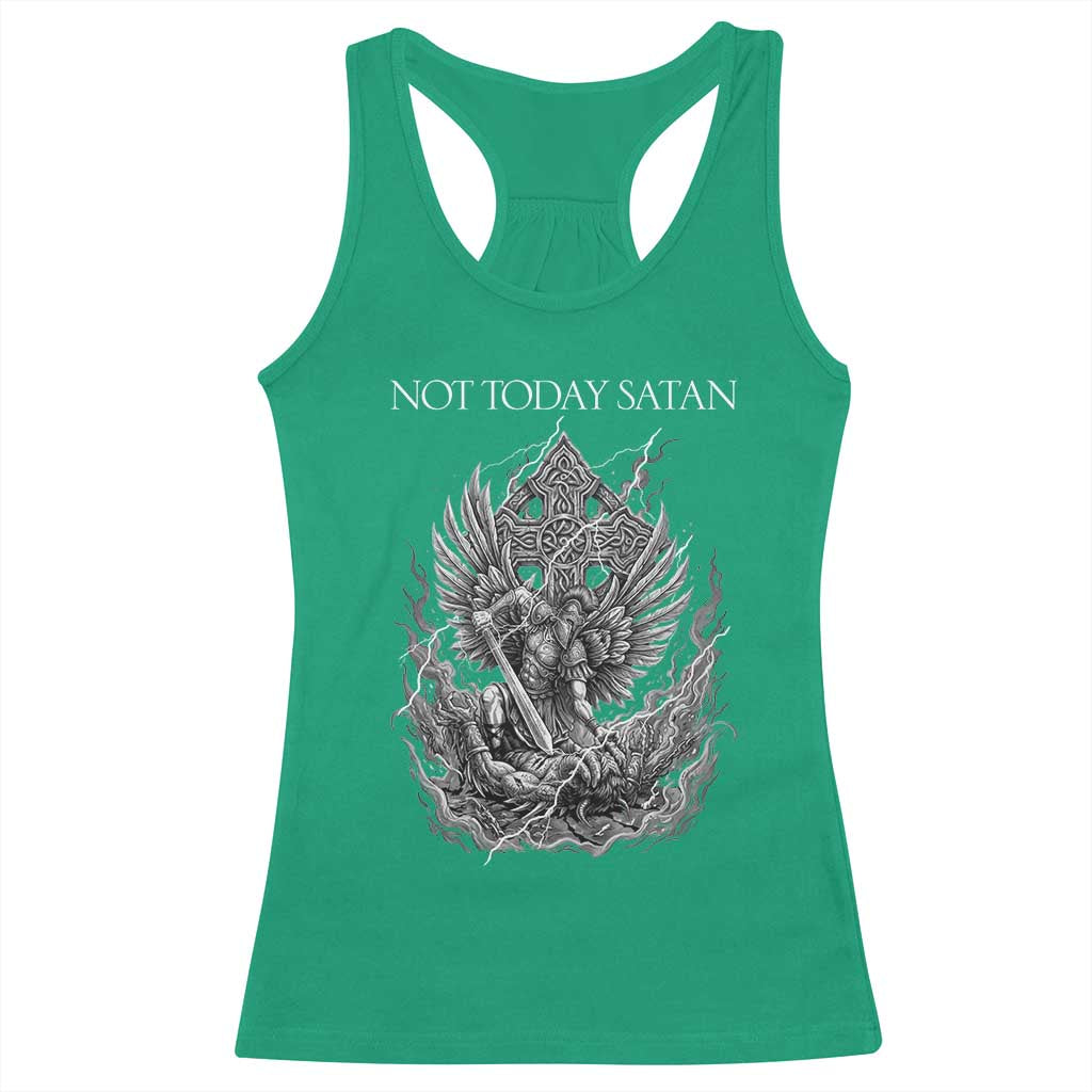 Not Today Satan Racerback Tank Top Saint Michael Fights Evil