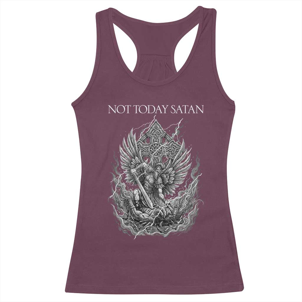 Not Today Satan Racerback Tank Top Saint Michael Fights Evil
