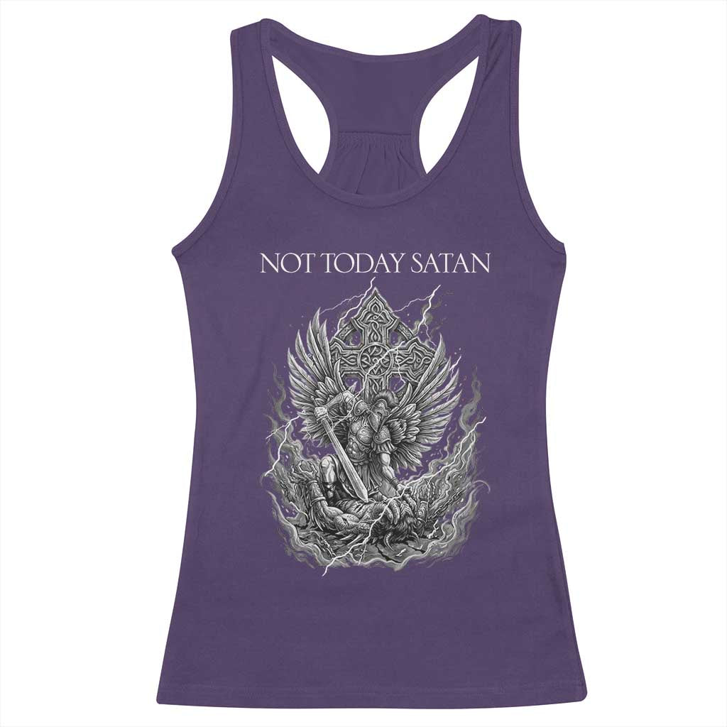 Not Today Satan Racerback Tank Top Saint Michael Fights Evil