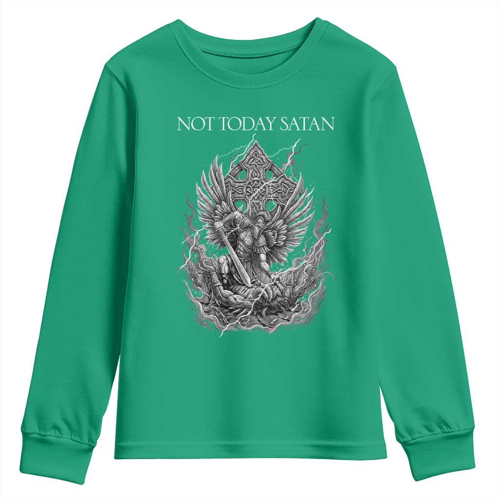 Not Today Satan Youth Sweatshirt Saint Michael Fights Evil