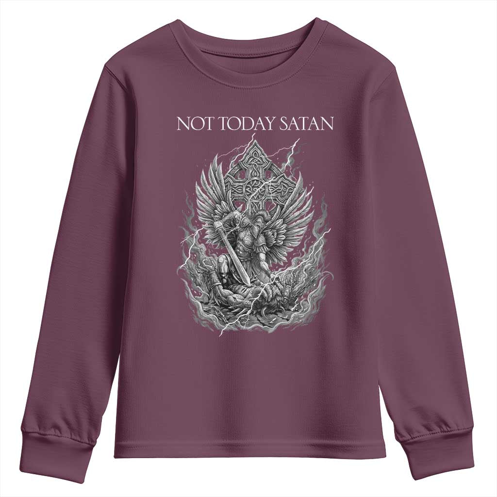 Not Today Satan Youth Sweatshirt Saint Michael Fights Evil