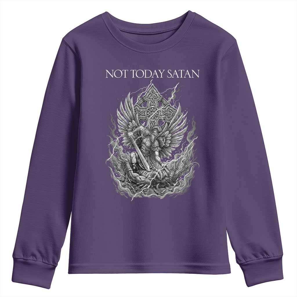 Not Today Satan Youth Sweatshirt Saint Michael Fights Evil