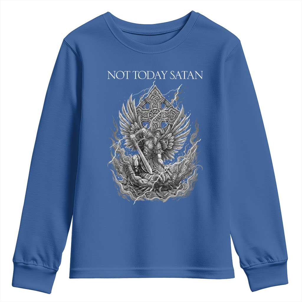 Not Today Satan Youth Sweatshirt Saint Michael Fights Evil