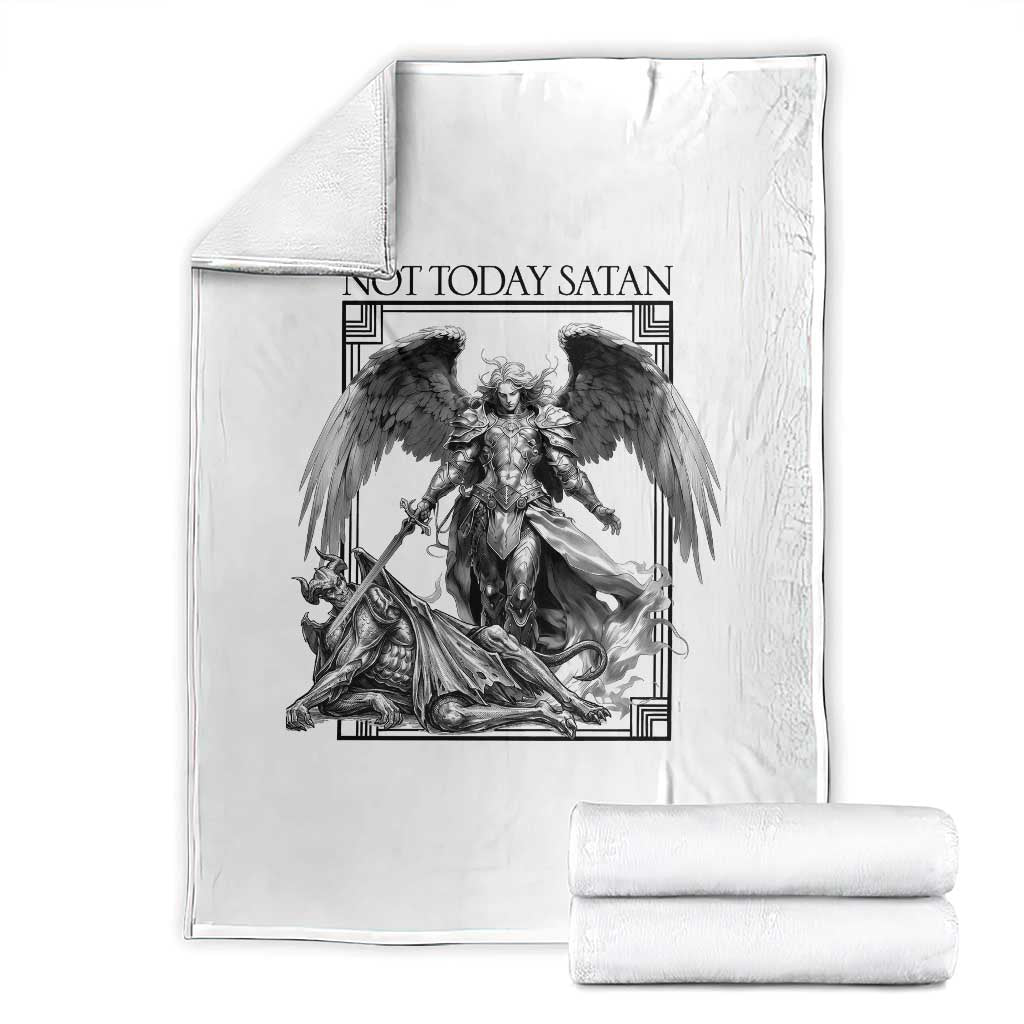 Funny Saint Michael Defeating Satan Throw Blanket Not Today Satan