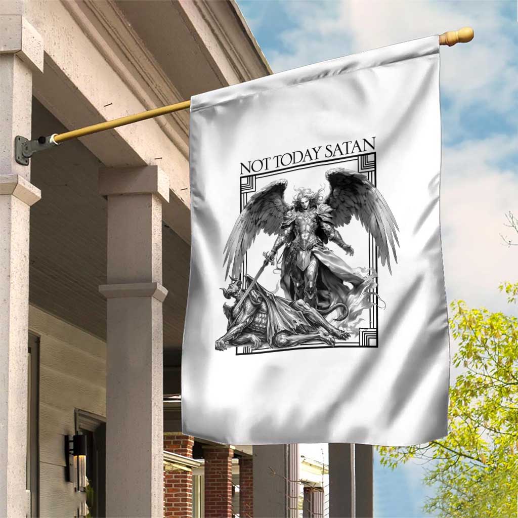 Funny Saint Michael Defeating Satan Garden Flag Not Today Satan
