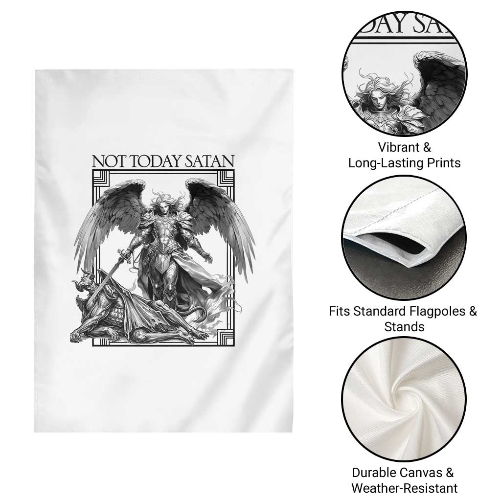 Funny Saint Michael Defeating Satan Garden Flag Not Today Satan
