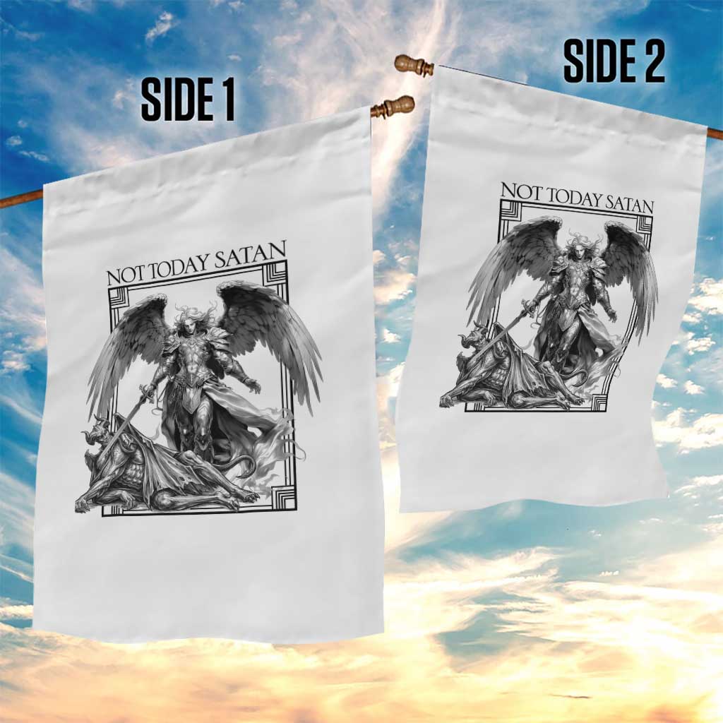 Funny Saint Michael Defeating Satan Garden Flag Not Today Satan