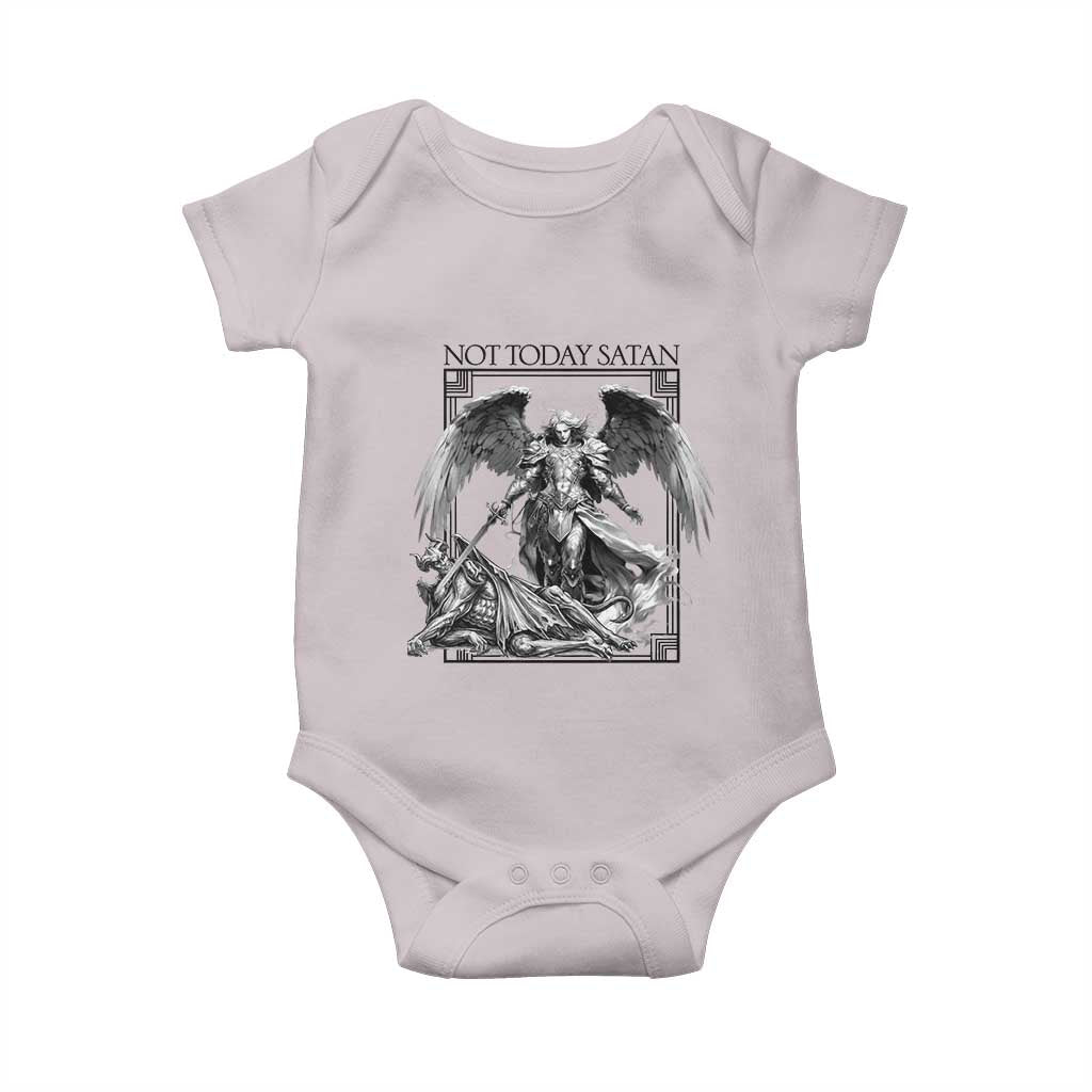 Funny Saint Michael Defeating Satan Baby Onesie Not Today Satan