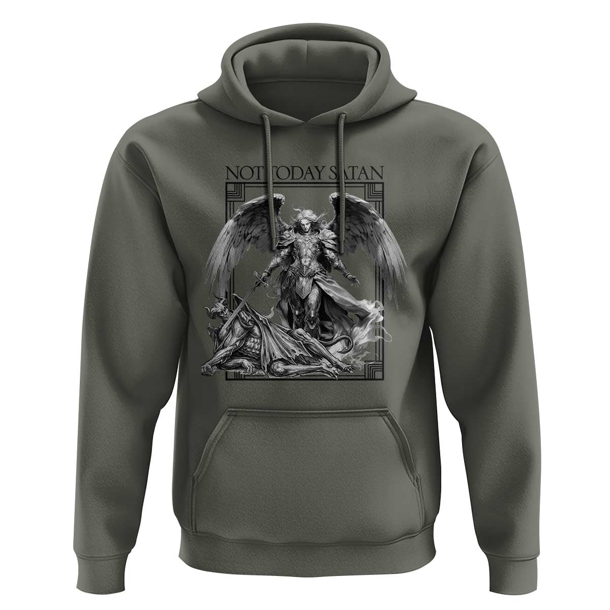 Funny Saint Michael Defeating Satan Hoodie Not Today Satan