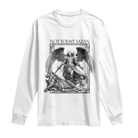 Funny Saint Michael Defeating Satan Long Sleeve Shirt Not Today Satan