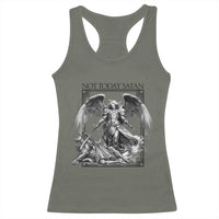 Funny Saint Michael Defeating Satan Racerback Tank Top Not Today Satan