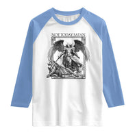 Funny Saint Michael Defeating Satan Raglan Shirt Not Today Satan