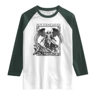Funny Saint Michael Defeating Satan Raglan Shirt Not Today Satan