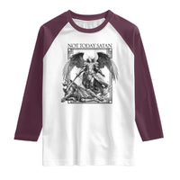 Funny Saint Michael Defeating Satan Raglan Shirt Not Today Satan