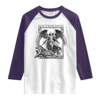 Funny Saint Michael Defeating Satan Raglan Shirt Not Today Satan