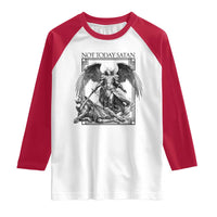 Funny Saint Michael Defeating Satan Raglan Shirt Not Today Satan