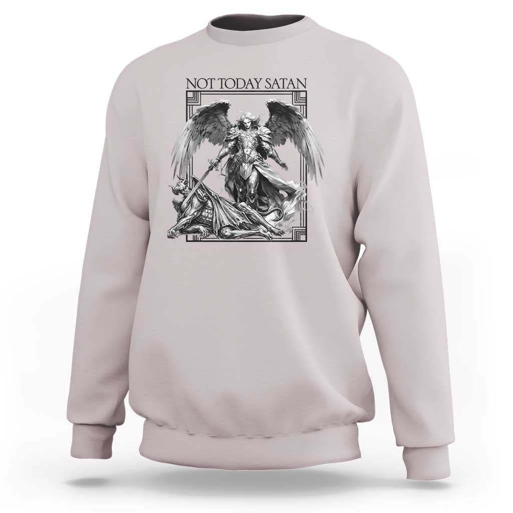 Funny Saint Michael Defeating Satan Sweatshirt Not Today Satan