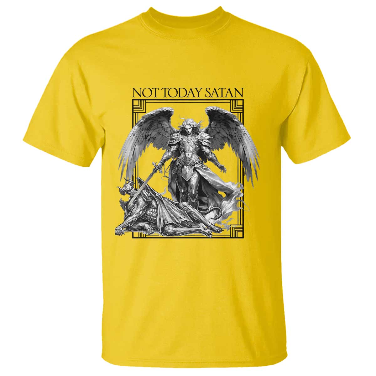 Funny Saint Michael Defeating Satan T Shirt Not Today Satan