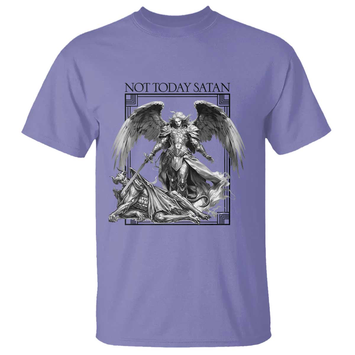Funny Saint Michael Defeating Satan T Shirt Not Today Satan
