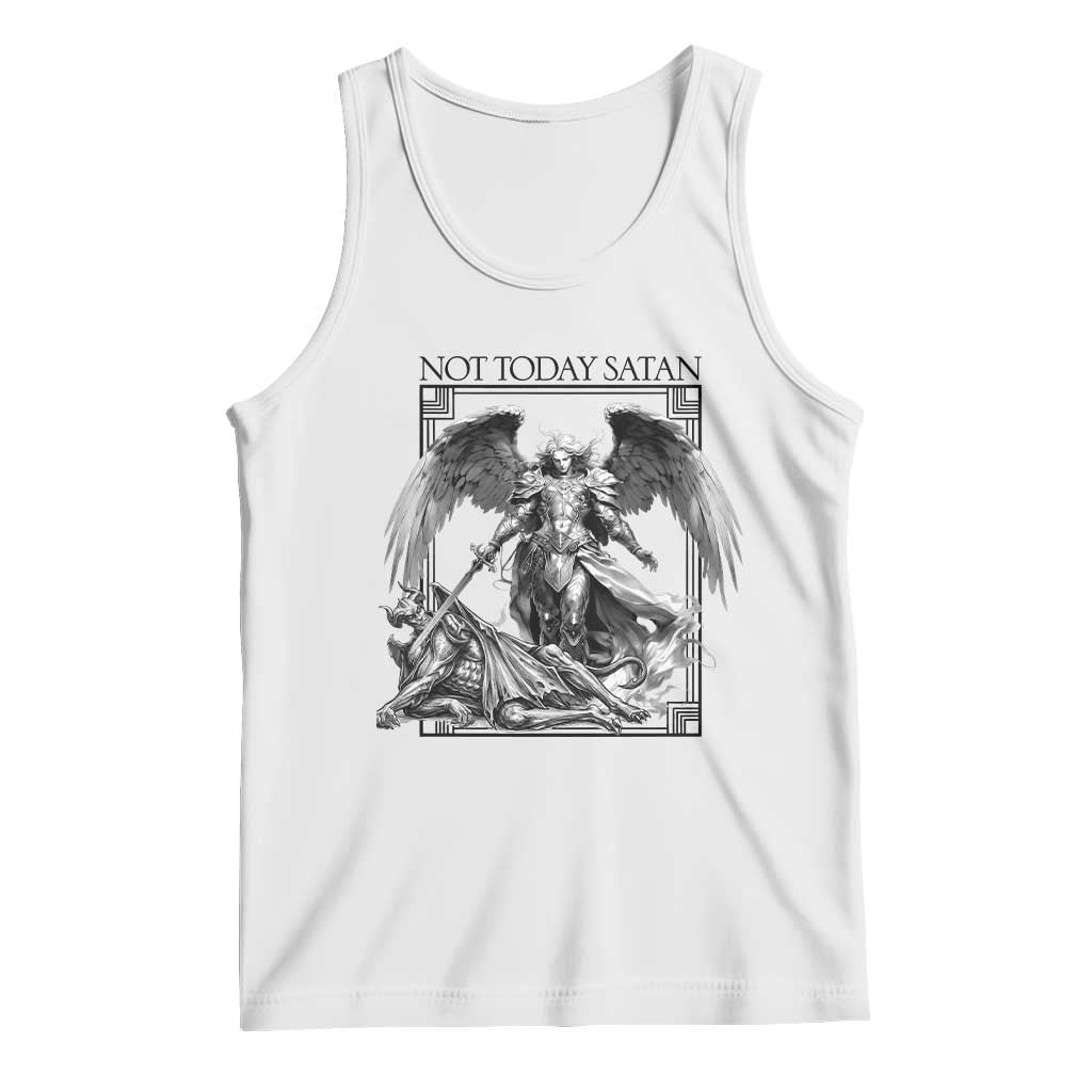 Funny Saint Michael Defeating Satan Tank Top Not Today Satan