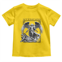 Funny Saint Michael Defeating Satan Toddler T Shirt Not Today Satan