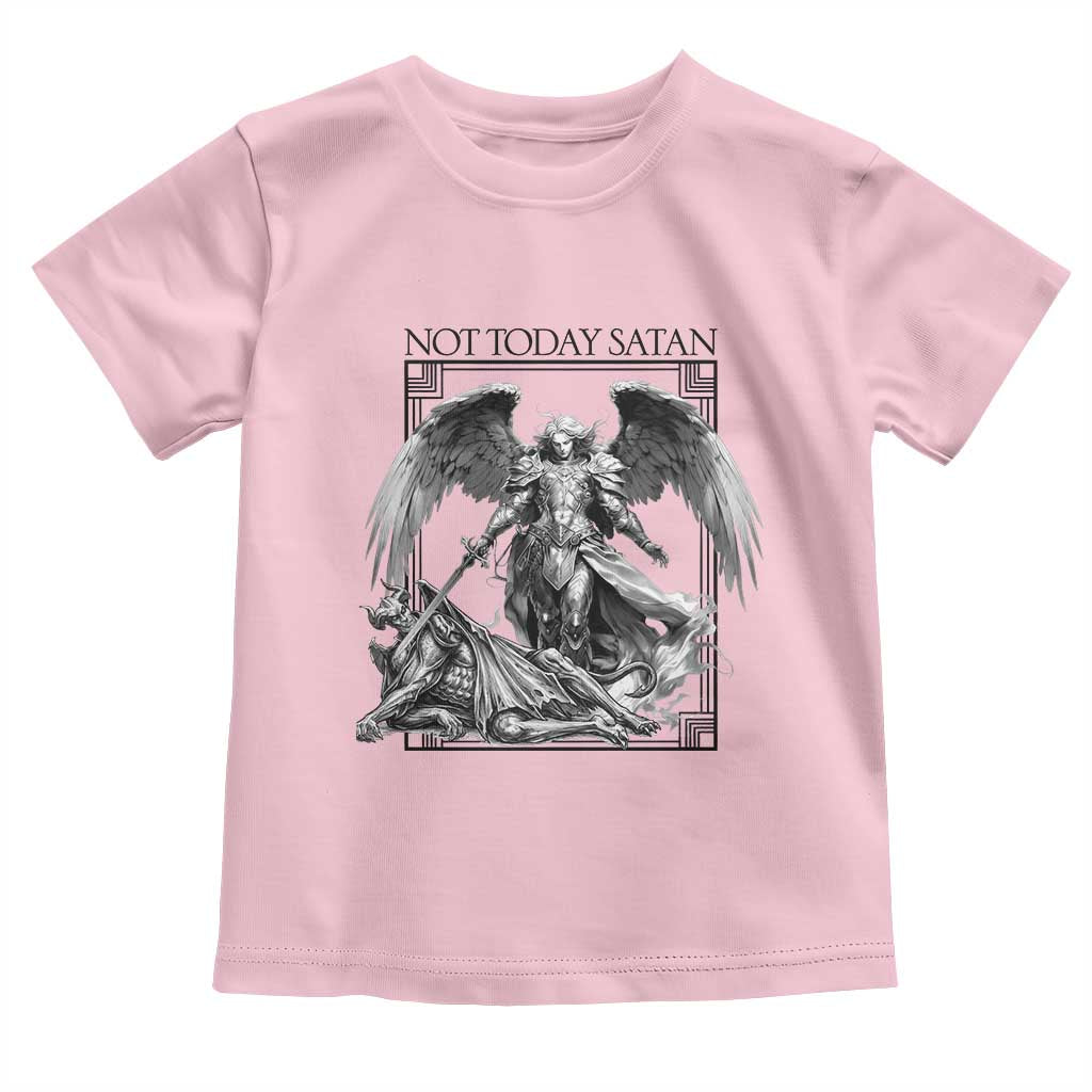 Funny Saint Michael Defeating Satan Toddler T Shirt Not Today Satan