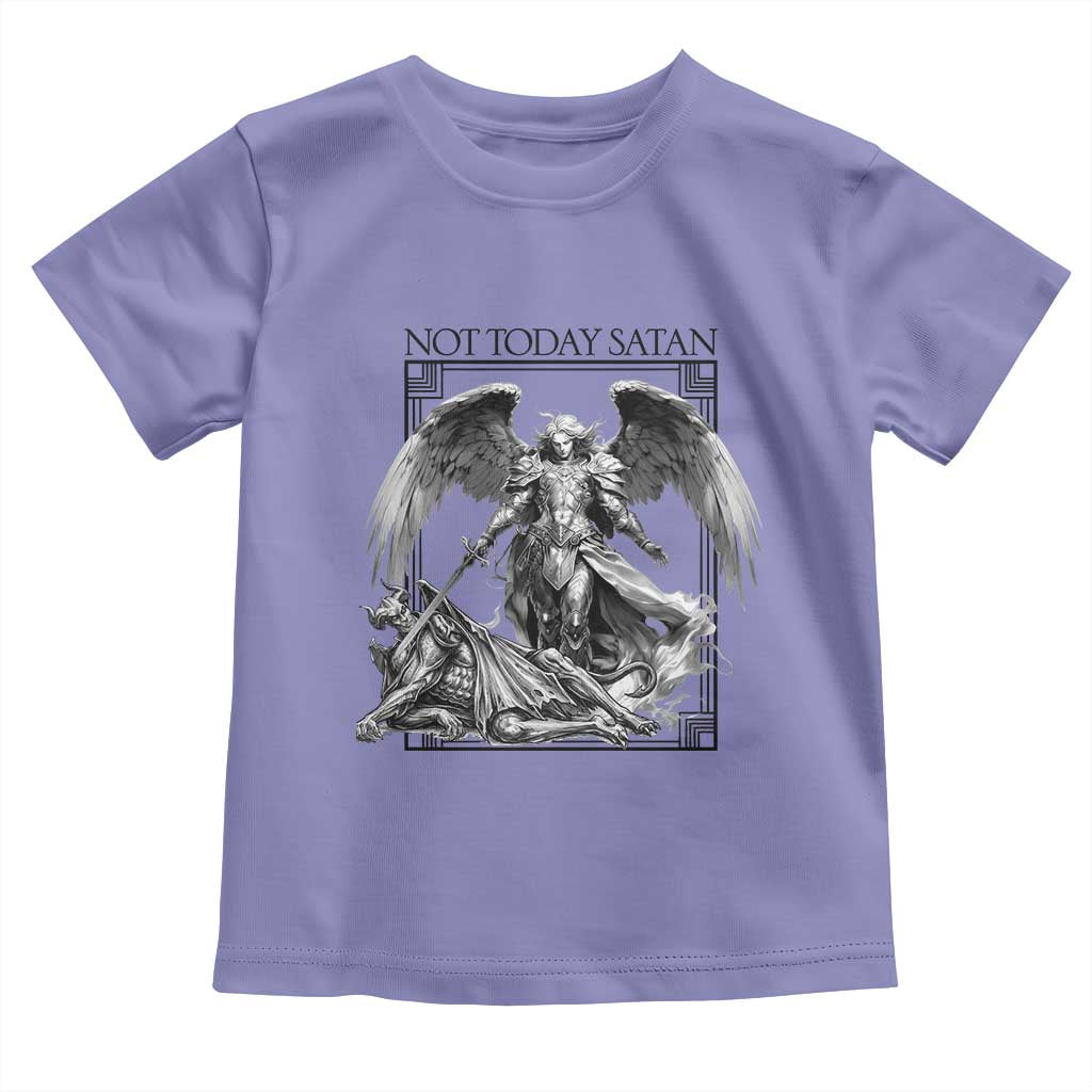 Funny Saint Michael Defeating Satan Toddler T Shirt Not Today Satan