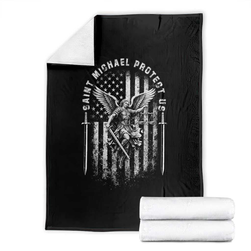 Vintage Saint Michael Archangel Protect Us Prayer Throw Blanket