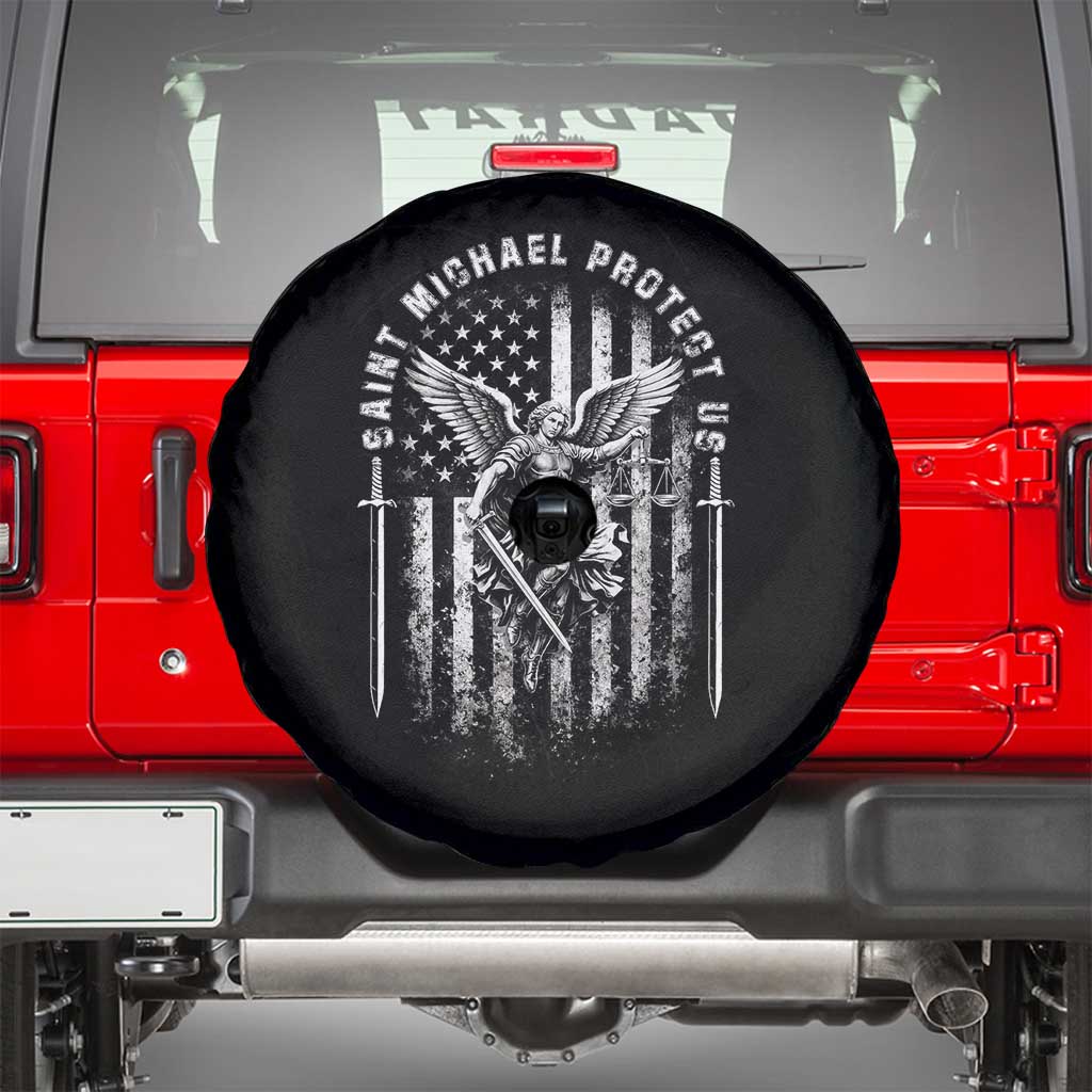 Vintage Saint Michael Archangel Protect Us Prayer Spare Tire Cover