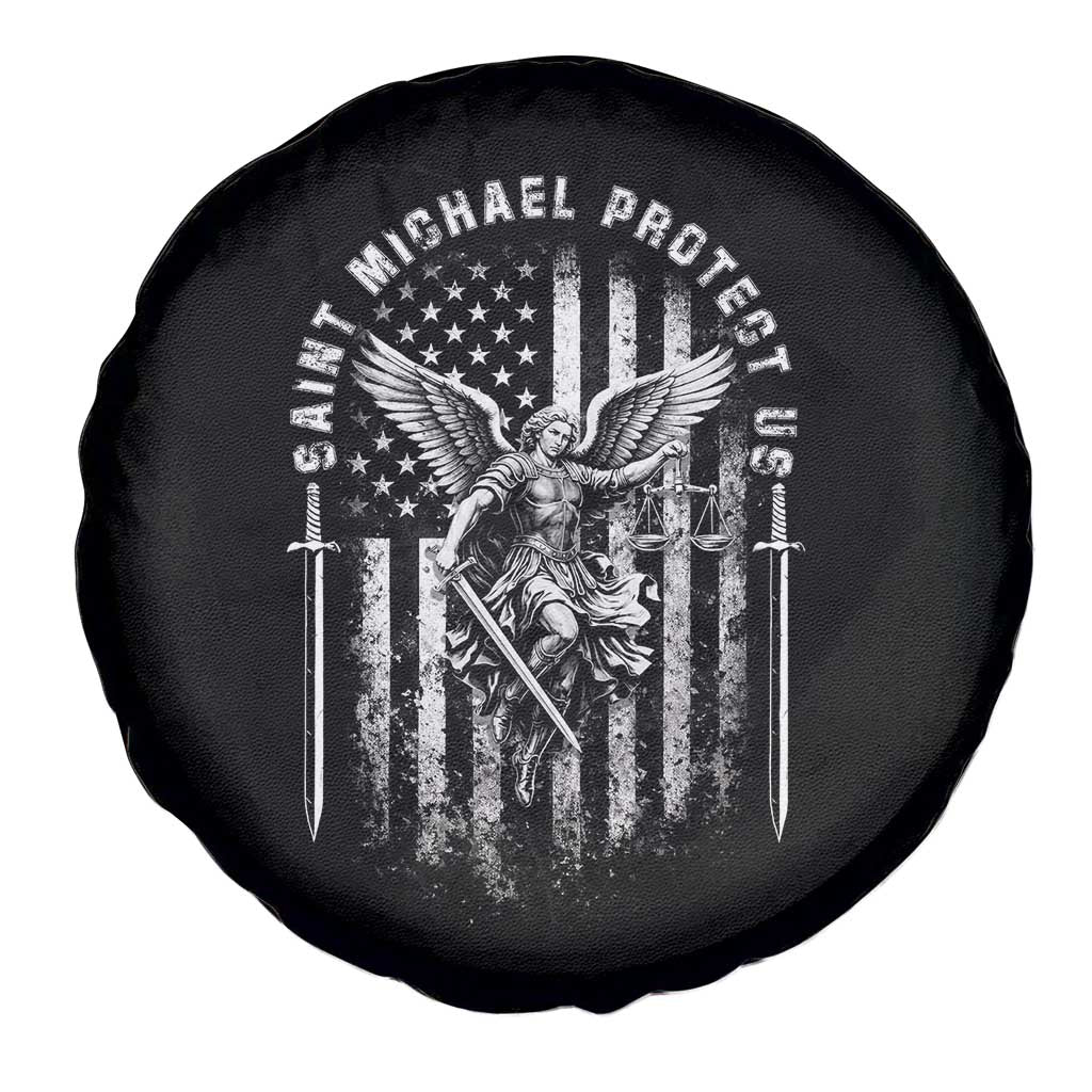 Vintage Saint Michael Archangel Protect Us Prayer Spare Tire Cover