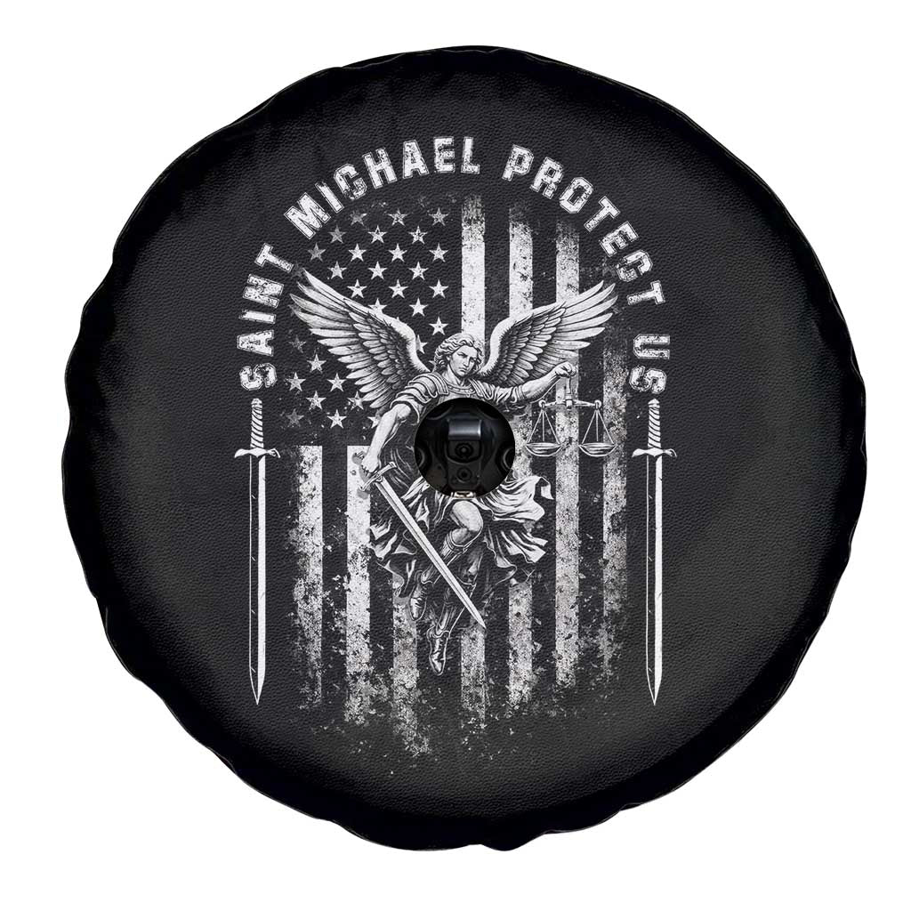 Vintage Saint Michael Archangel Protect Us Prayer Spare Tire Cover