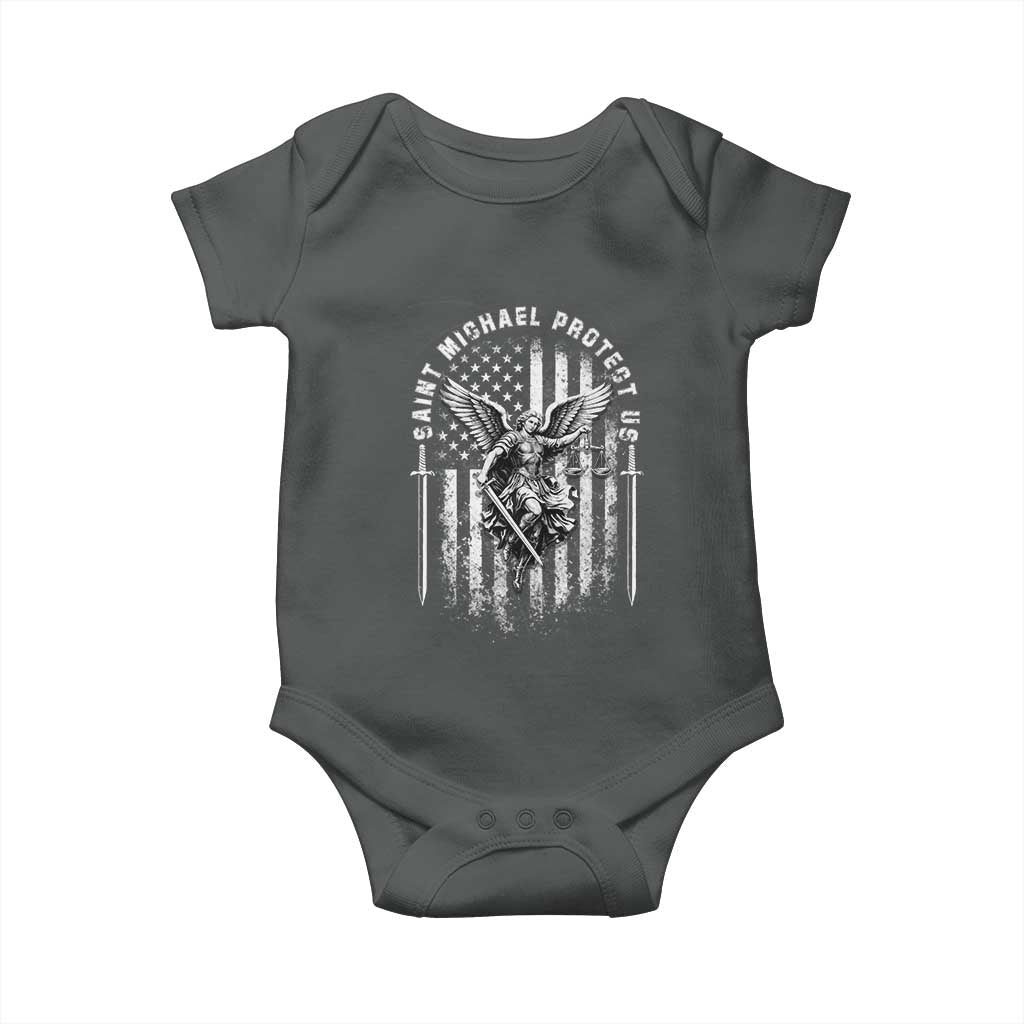 Vintage Saint Michael Archangel Protect Us Prayer Baby Onesie