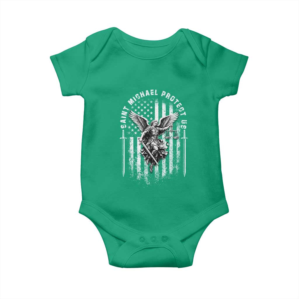 Vintage Saint Michael Archangel Protect Us Prayer Baby Onesie