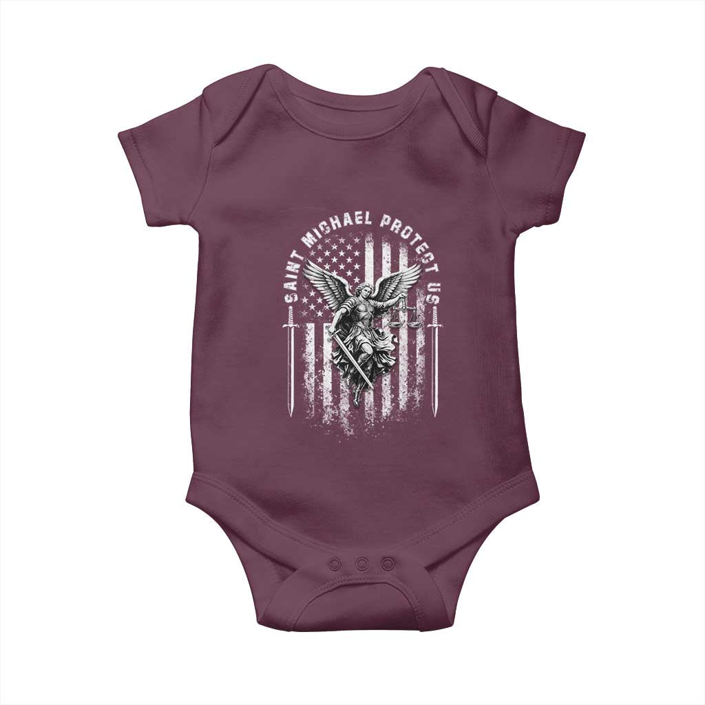 Vintage Saint Michael Archangel Protect Us Prayer Baby Onesie