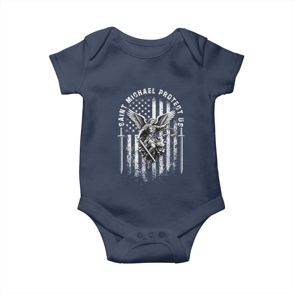 Vintage Saint Michael Archangel Protect Us Prayer Baby Onesie