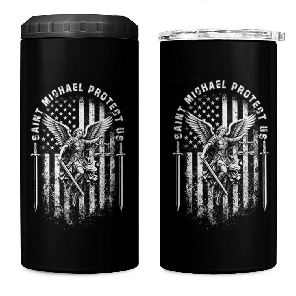 Vintage Saint Michael Archangel Protect Us Prayer 4 in 1 Can Cooler Tumbler