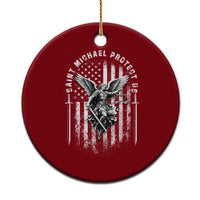 Vintage Saint Michael Archangel Protect Us Prayer Ceramic Ornament