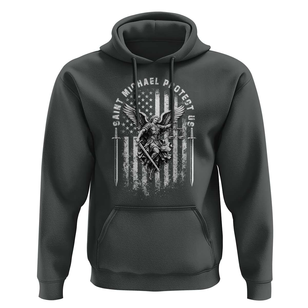 Vintage Saint Michael Archangel Protect Us Prayer Hoodie
