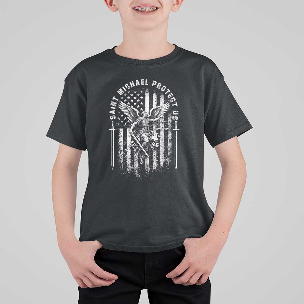 Vintage Saint Michael Archangel Protect Us Prayer T Shirt For Kid