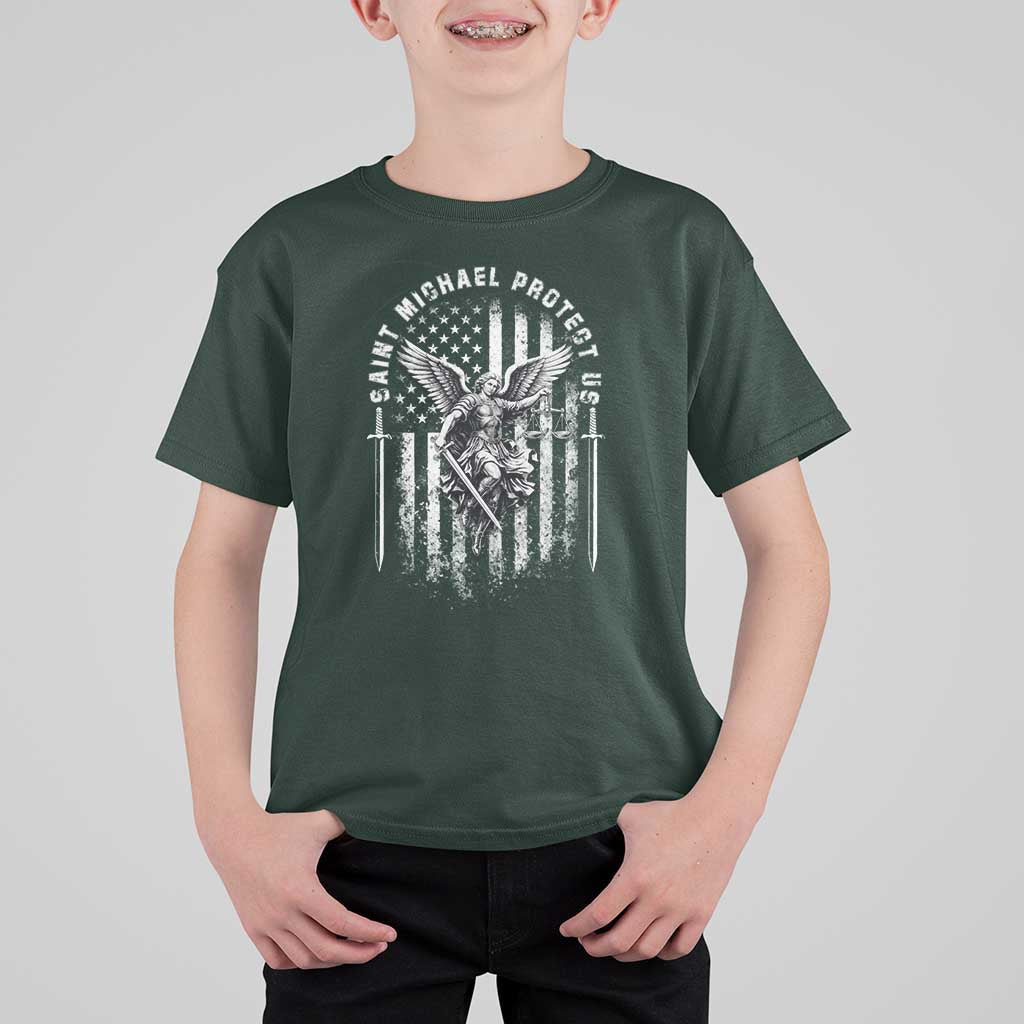 Vintage Saint Michael Archangel Protect Us Prayer T Shirt For Kid