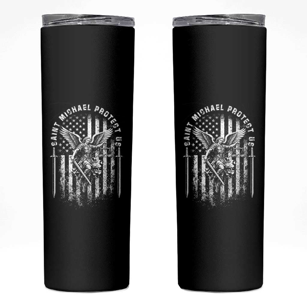 Vintage Saint Michael Archangel Protect Us Prayer Skinny Tumbler