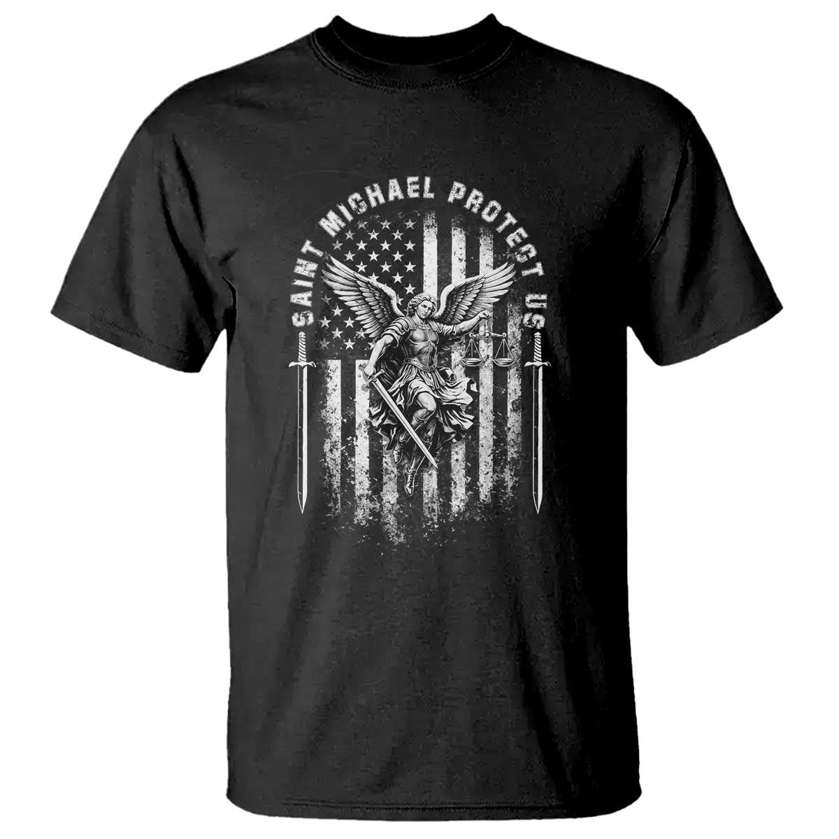 Vintage Saint Michael Archangel Protect Us Prayer T Shirt