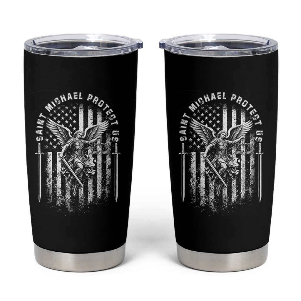 Vintage Saint Michael Archangel Protect Us Prayer Tumbler Cup